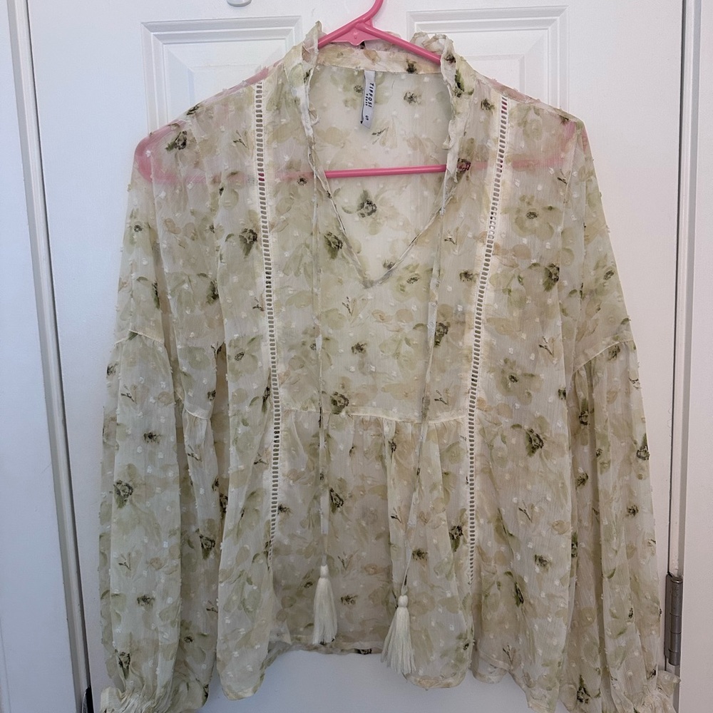Floral Sheer Blouse - Cream